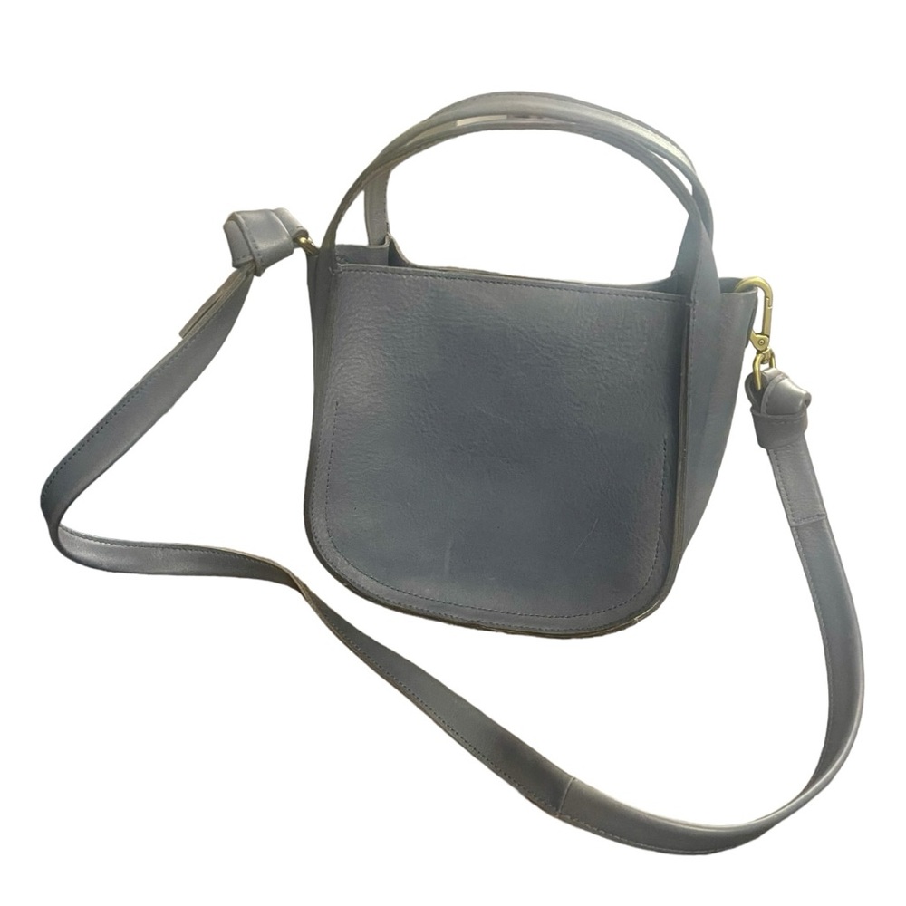 MADEWELL  The Sydney Crossbody Bag - Leather Magnetic Closure Sunfaded Indigo
